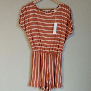 See You Monday Orange Striped Romper